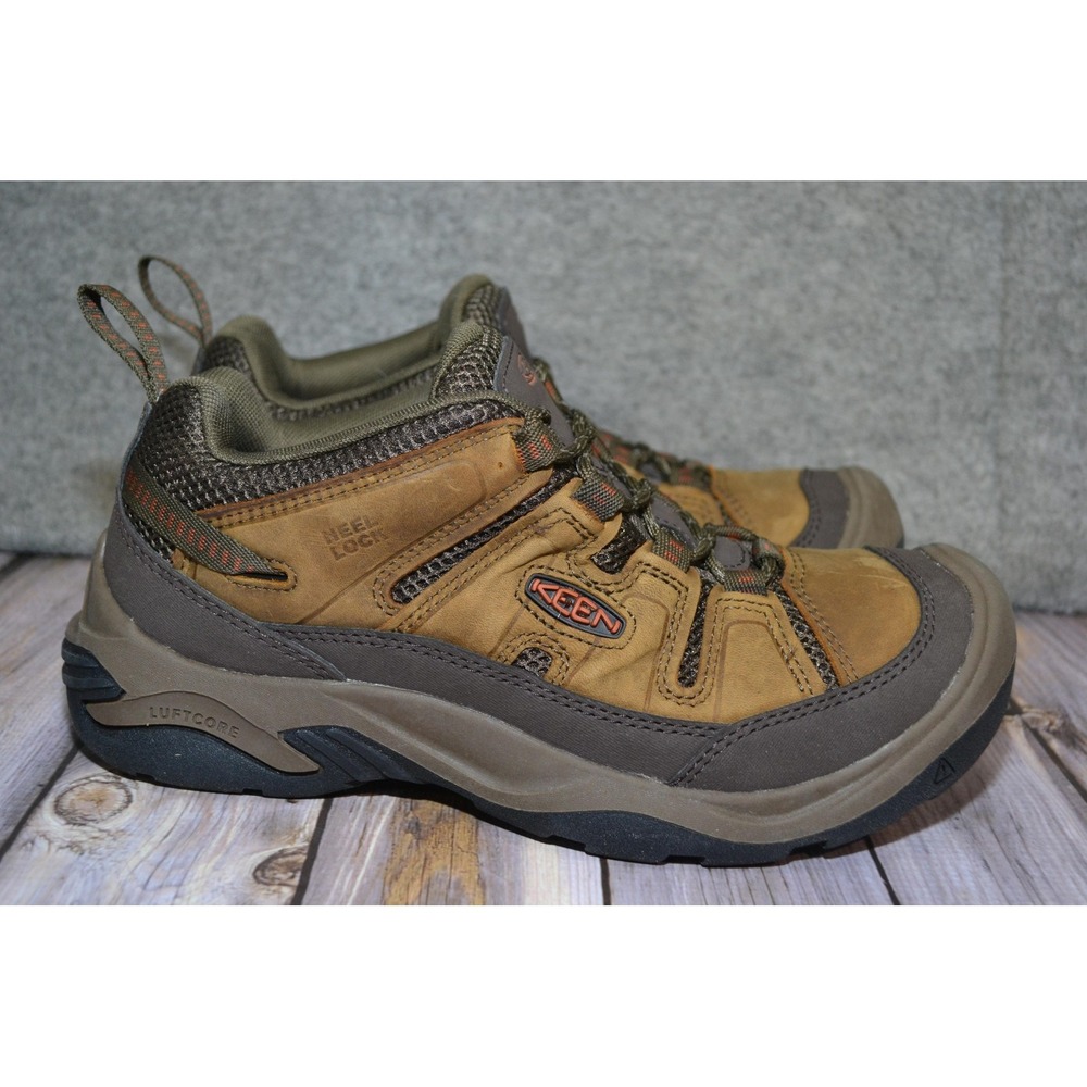 Keen Circadia Shoes Mens 7.5 Brown Leather Low Top‎ Vented Trail Hiking Sneakers